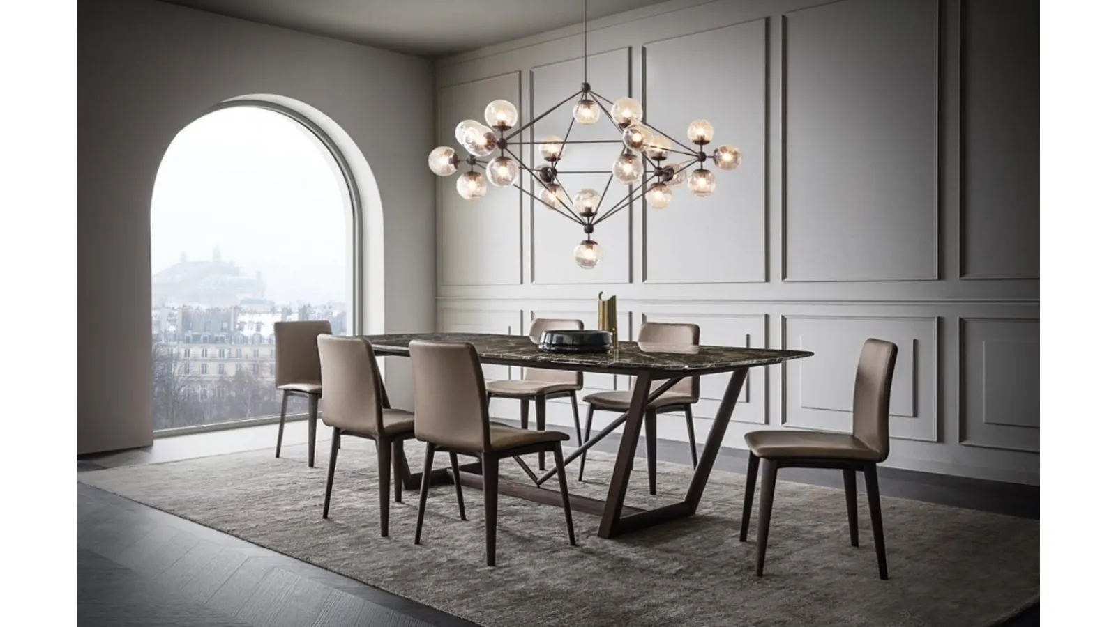 Burton table with wooden frame and Giellesse marble top