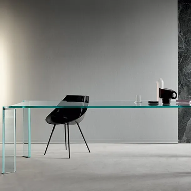 Can Can Table in laminated glass by Tonelli