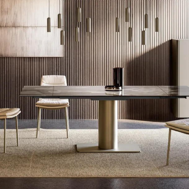 Cilindro extendable table with ceramic top by Eforma