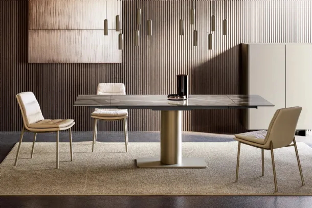 Cilindro extendable table with ceramic top by Eforma