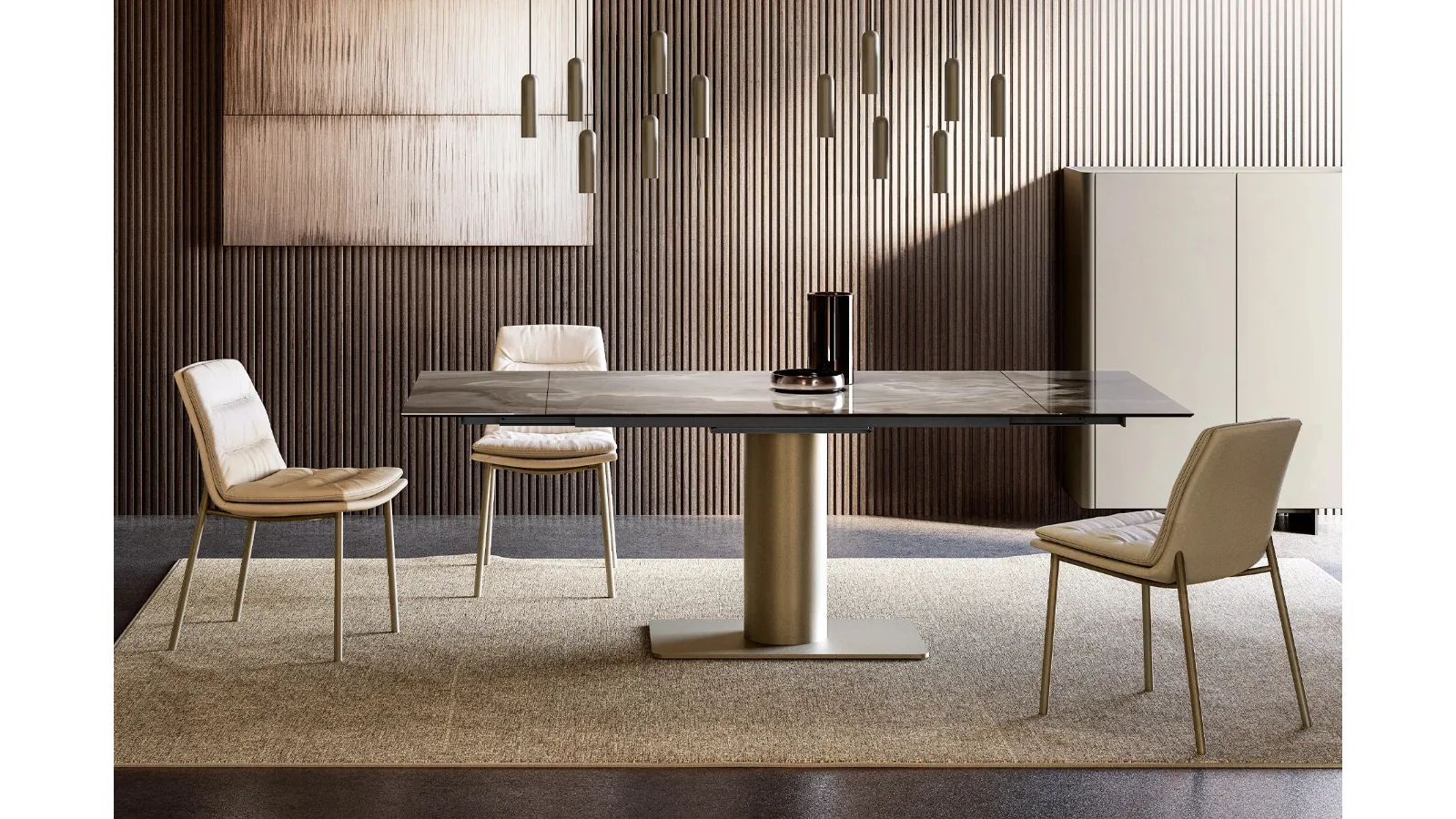 Cilindro extendable table with ceramic top by Eforma
