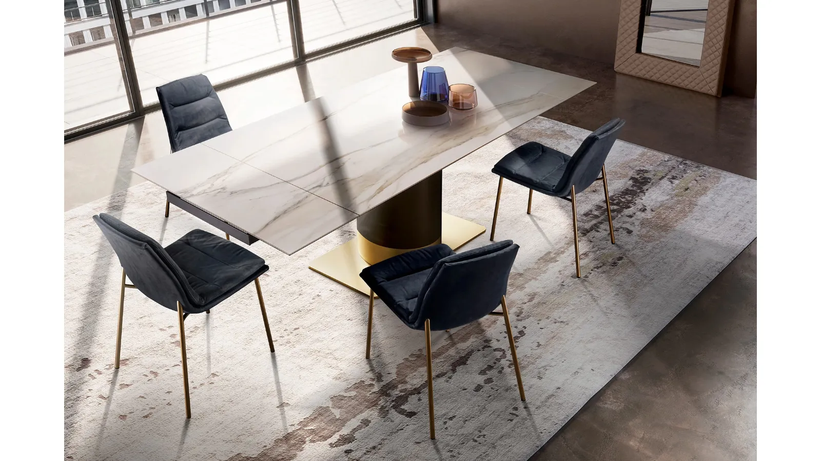 Cilindro extendable table with ceramic top by Eforma
