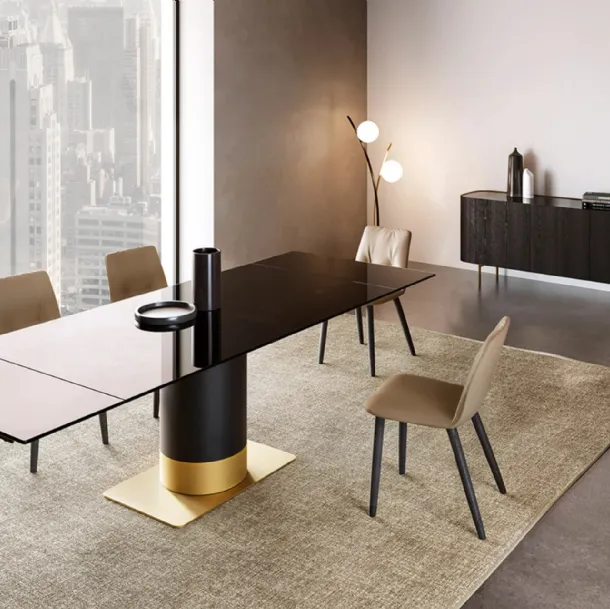 Cilindro extendable table with Eforma glass top