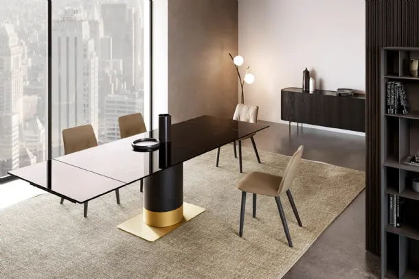 Cilindro extendable table with Eforma glass top