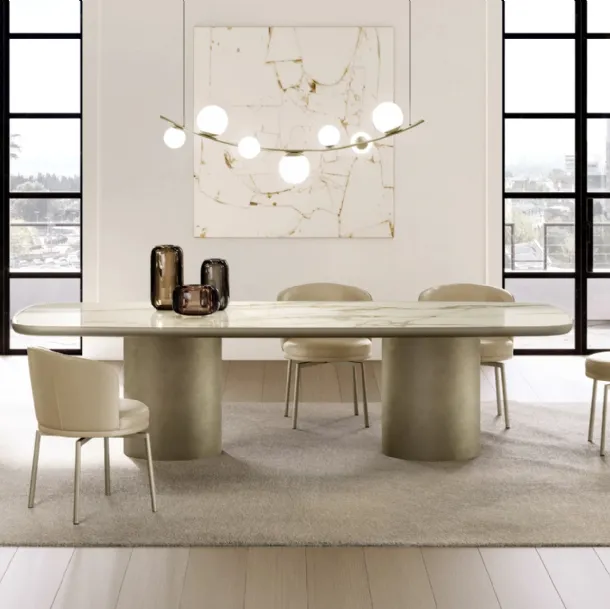 Cilindro Table with king ceramic top by Eforma