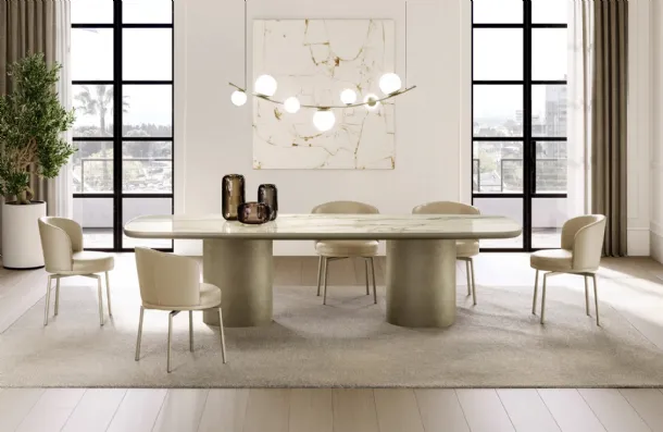 Cilindro Table with king ceramic top by Eforma