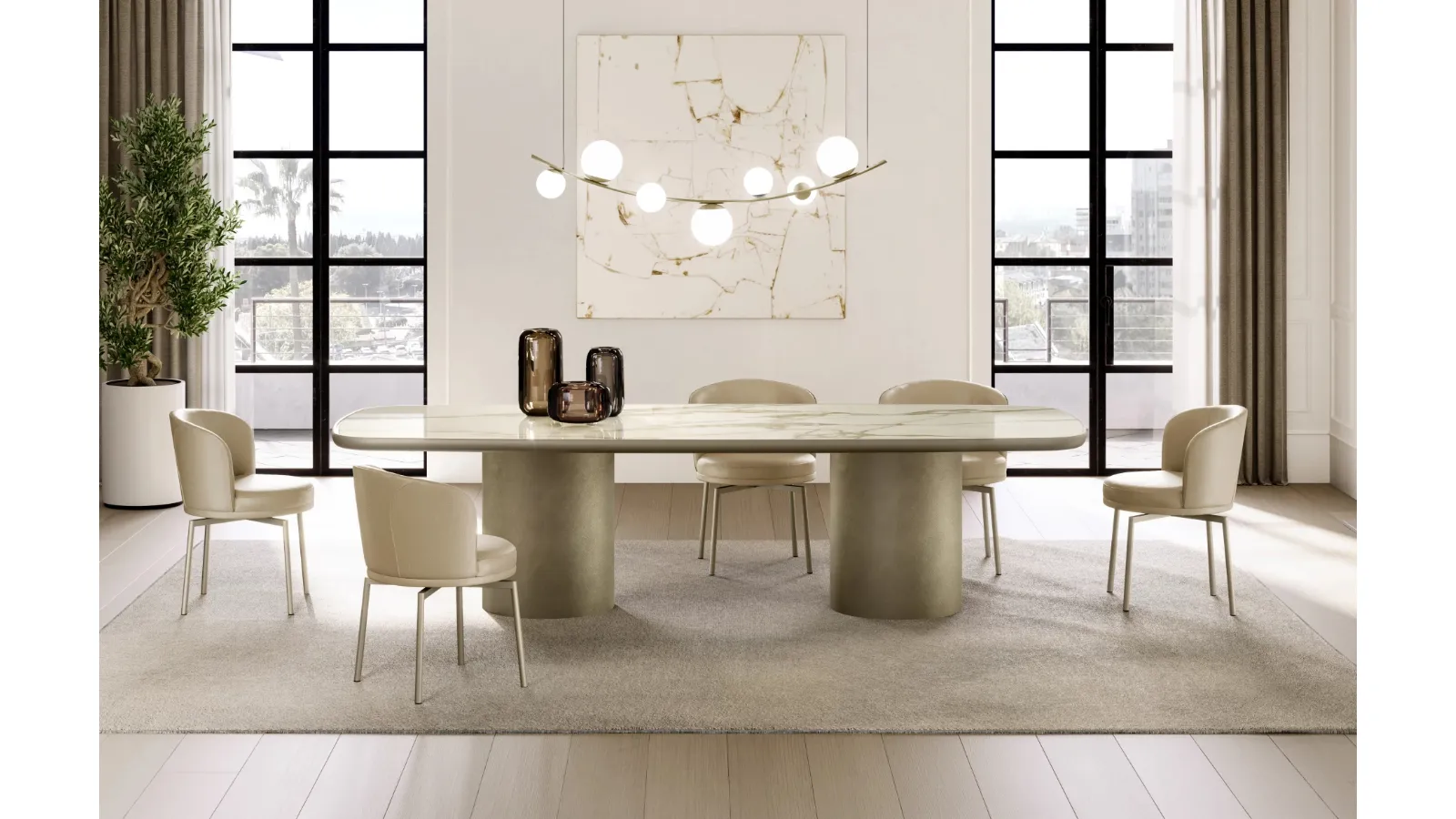 Cilindro Table with king ceramic top by Eforma