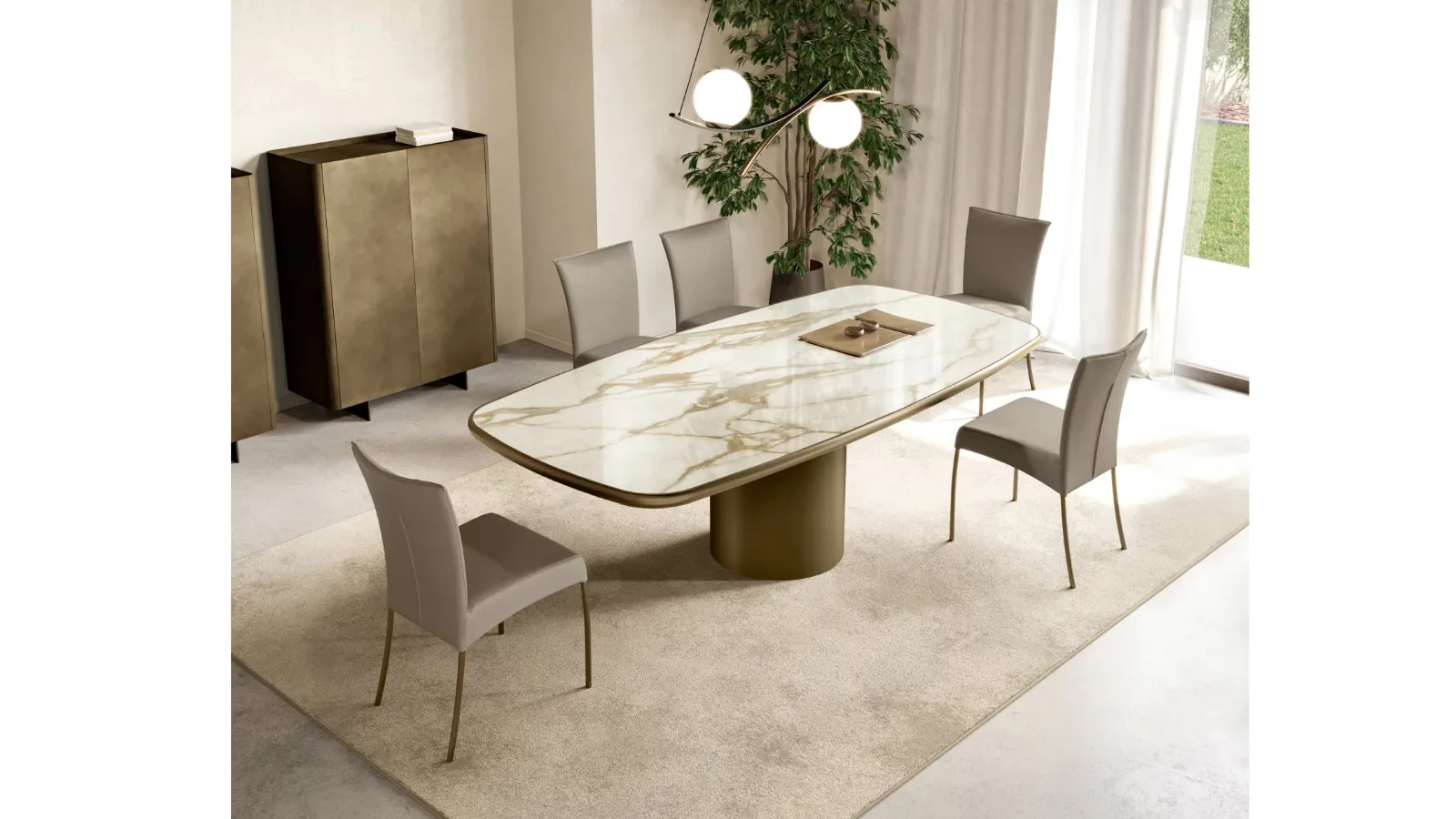 Cilindro Table with king ceramic top by Eforma