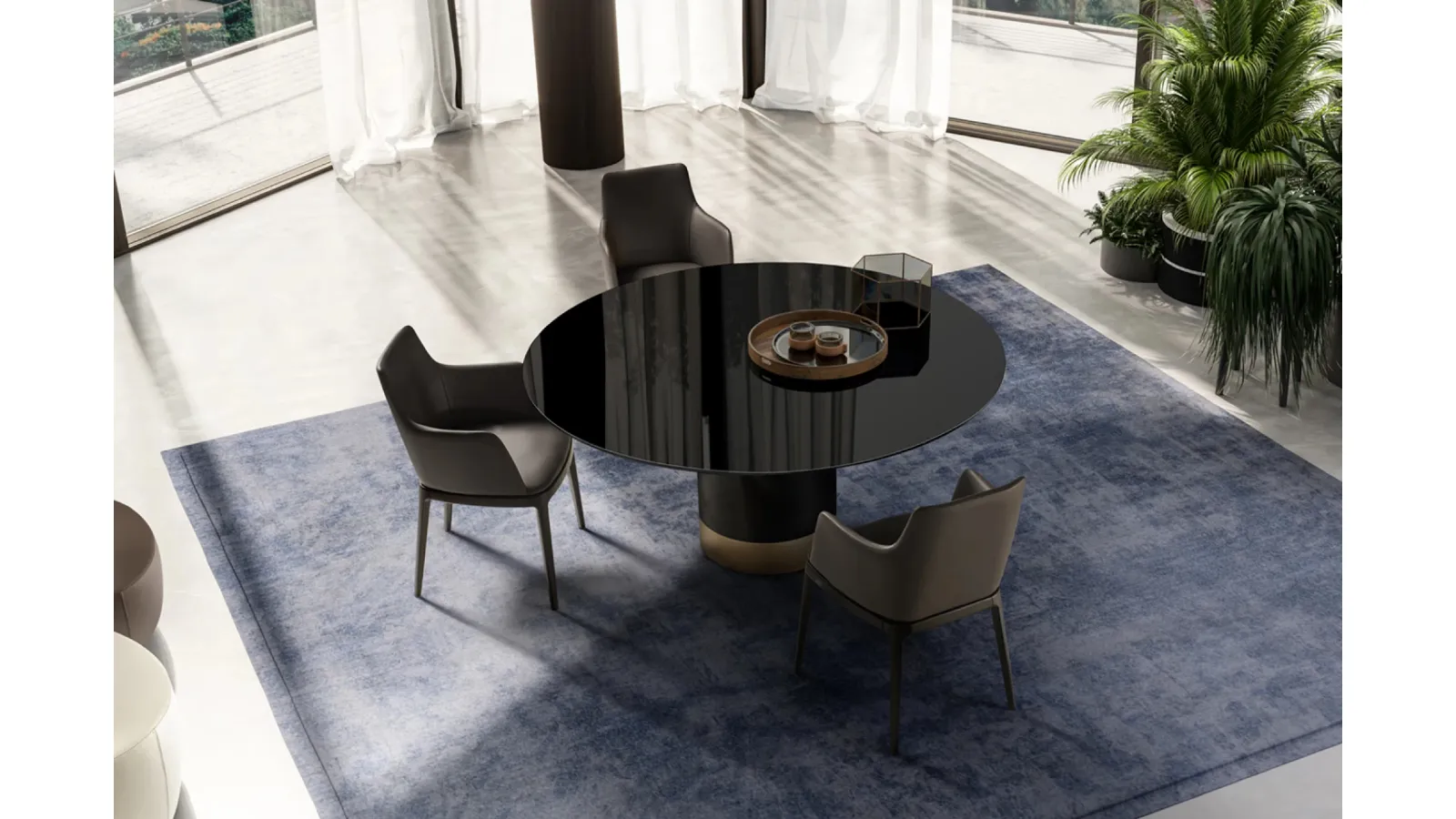 Cilindro Table with Eforma glass top