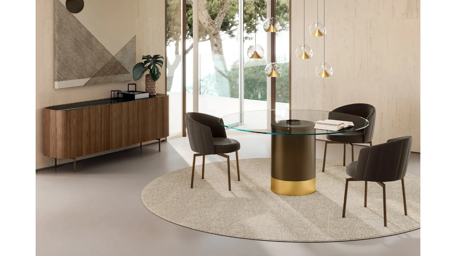 Cilindro Table with Eforma glass top