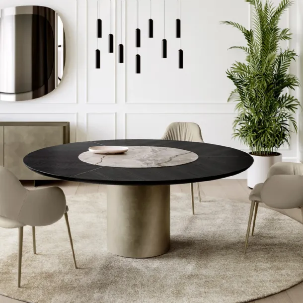 Cilindro Table with wooden and ceramic top by Eforma