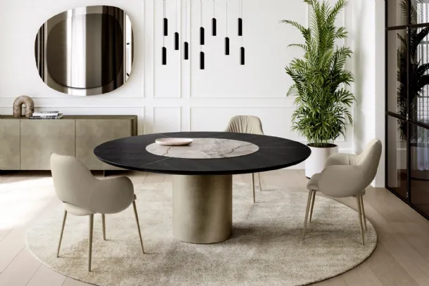 Cilindro Table with wooden and ceramic top by Eforma