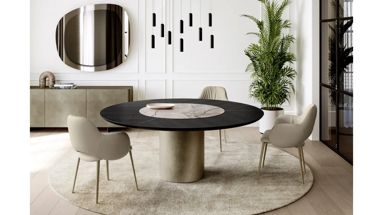 Cilindro Table with wooden and ceramic top by Eforma