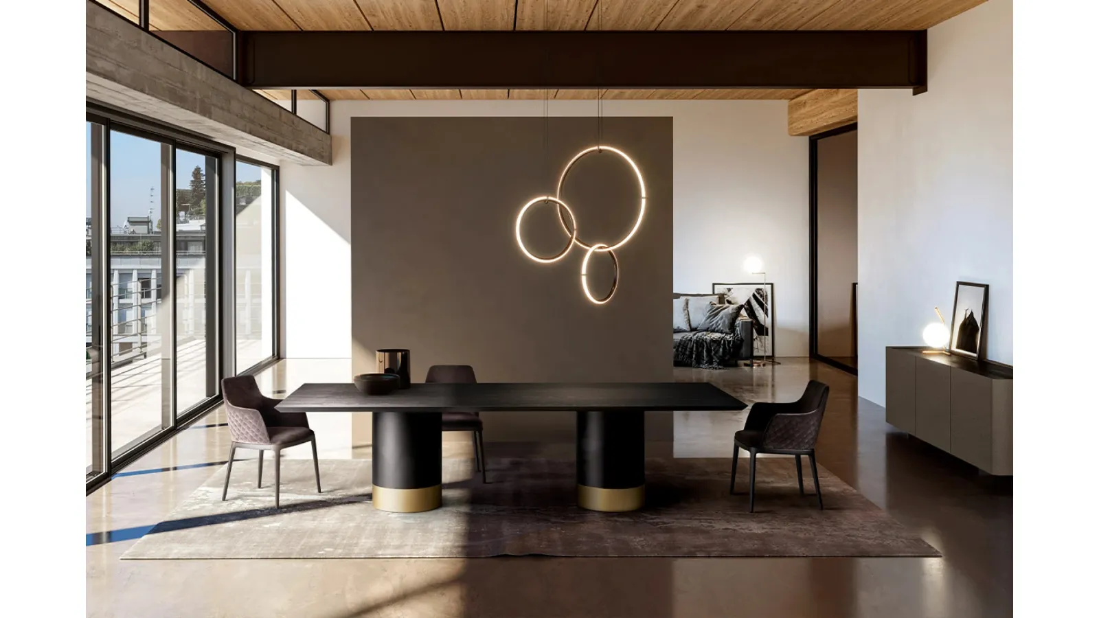 Cilindro Table with Eforma wood top