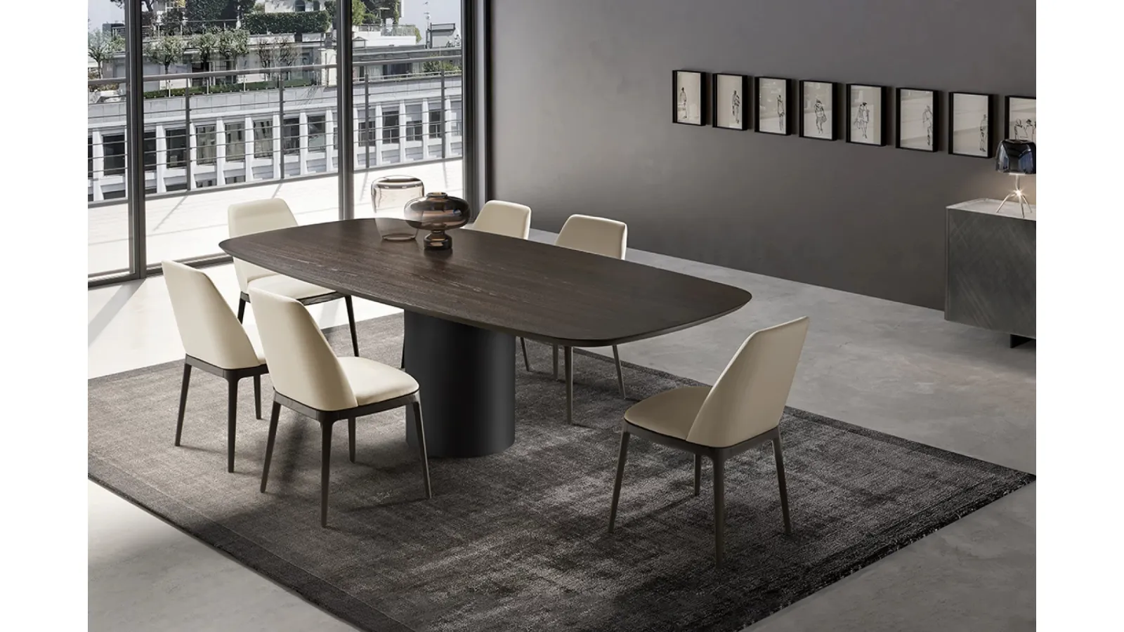 Cilindro Table with Eforma wood top