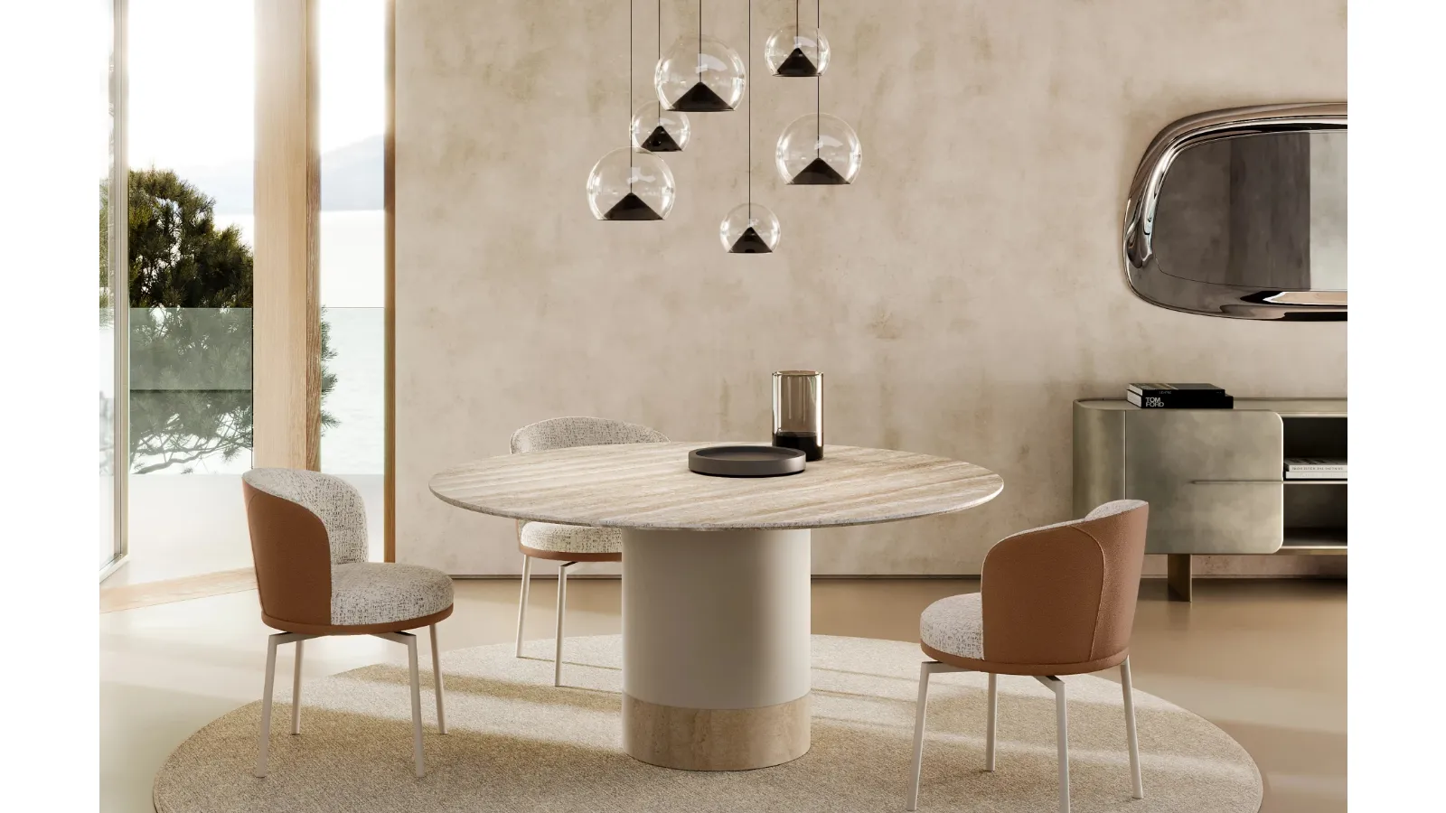 Cilindro Table with Eforma marble top