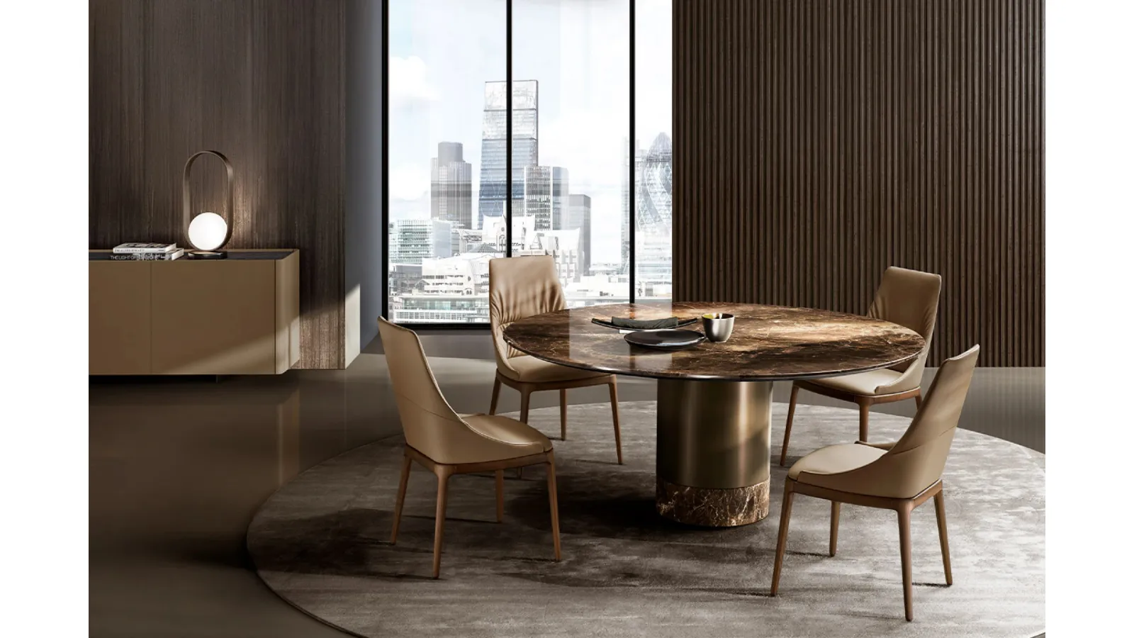 Cilindro Table with Eforma marble top