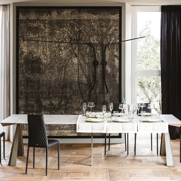 Extendable console with Convivium ceramic top by Cattelan Italia