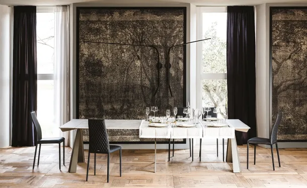 Extendable console with Convivium ceramic top by Cattelan Italia