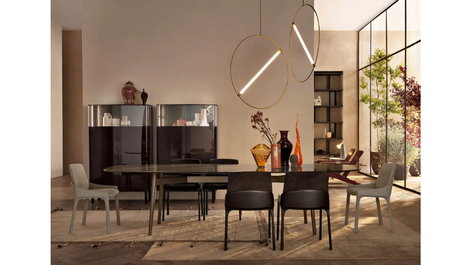 Coral Beach Table with tempered glass top and metal base by Fiam