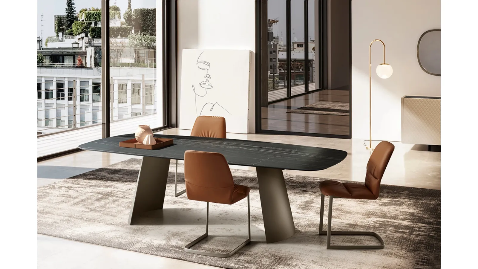Dorian Table with ceramic top by Eforma