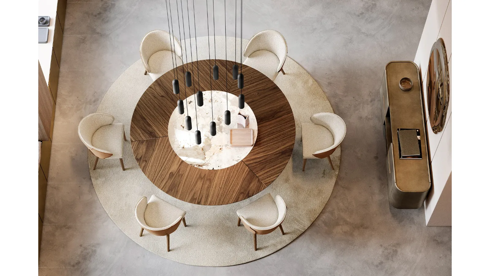 Dorian Table with Wood and Ceramic Top by Eforma
