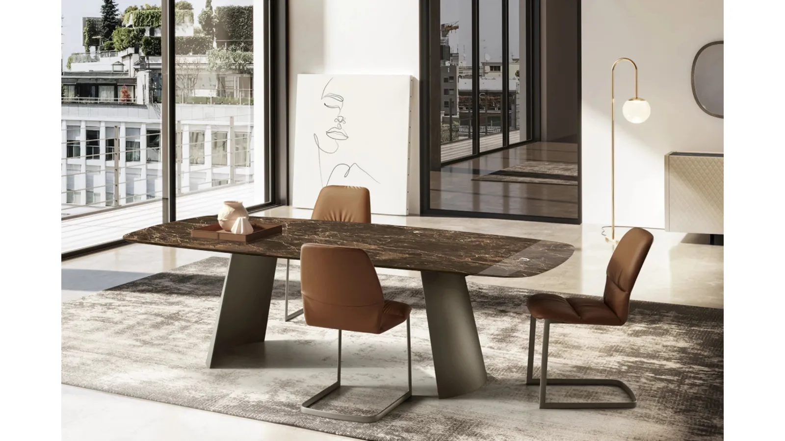 Dorian Table with Eforma marble top