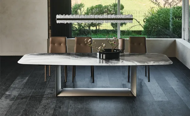 Table with steel base and glass top featuring Dragon Crystalart print by Cattelan Italia