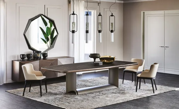 Table with ceramic top with rounded lower profile Dragon Keramik Premium by Cattelan Italia