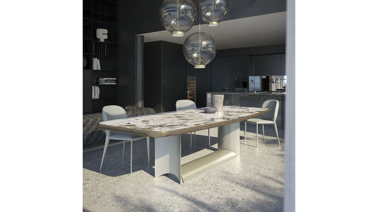 Table with ceramic top with rounded lower profile Dragon Keramik Premium by Cattelan Italia