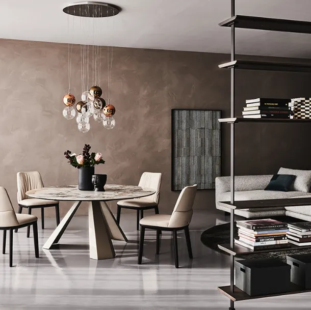 Round table with 3-legged steel base and Eliot Keramik Round ceramic top by Cattelan Italia