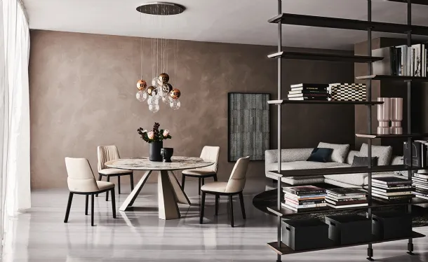 Round table with 3-legged steel base and Eliot Keramik Round ceramic top by Cattelan Italia