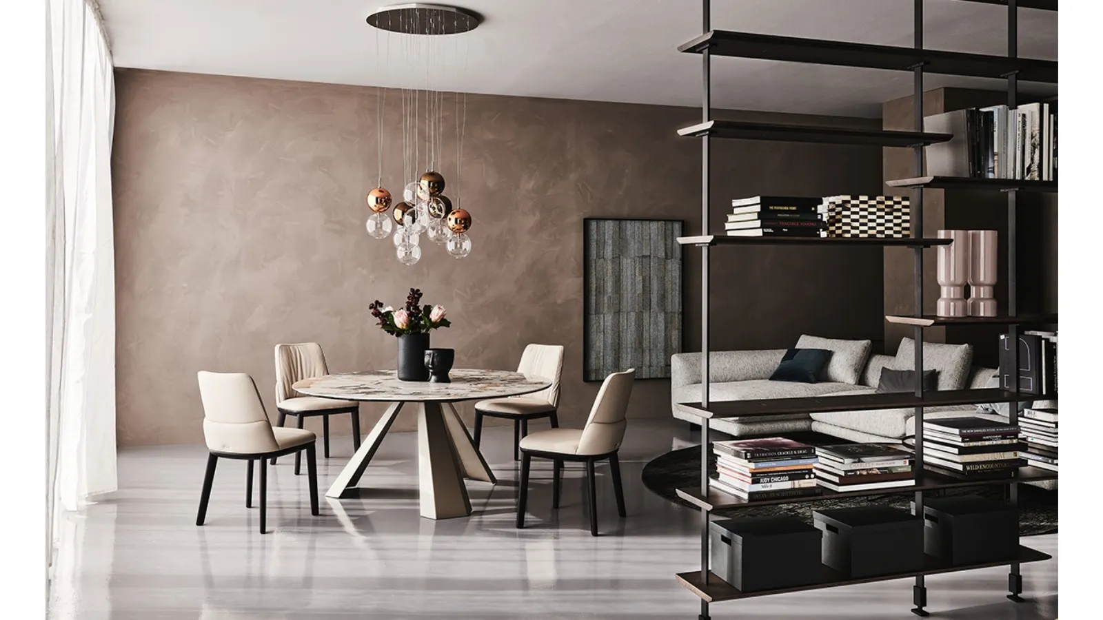 Round table with 3-legged steel base and Eliot Keramik Round ceramic top by Cattelan Italia