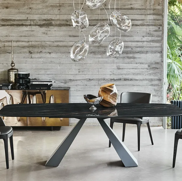 Fixed table with ceramic top and steel base Eliot Keramik by Cattelan Italia