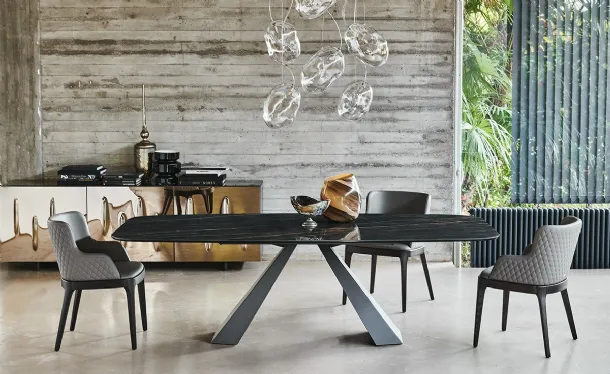 Fixed table with ceramic top and steel base Eliot Keramik by Cattelan Italia