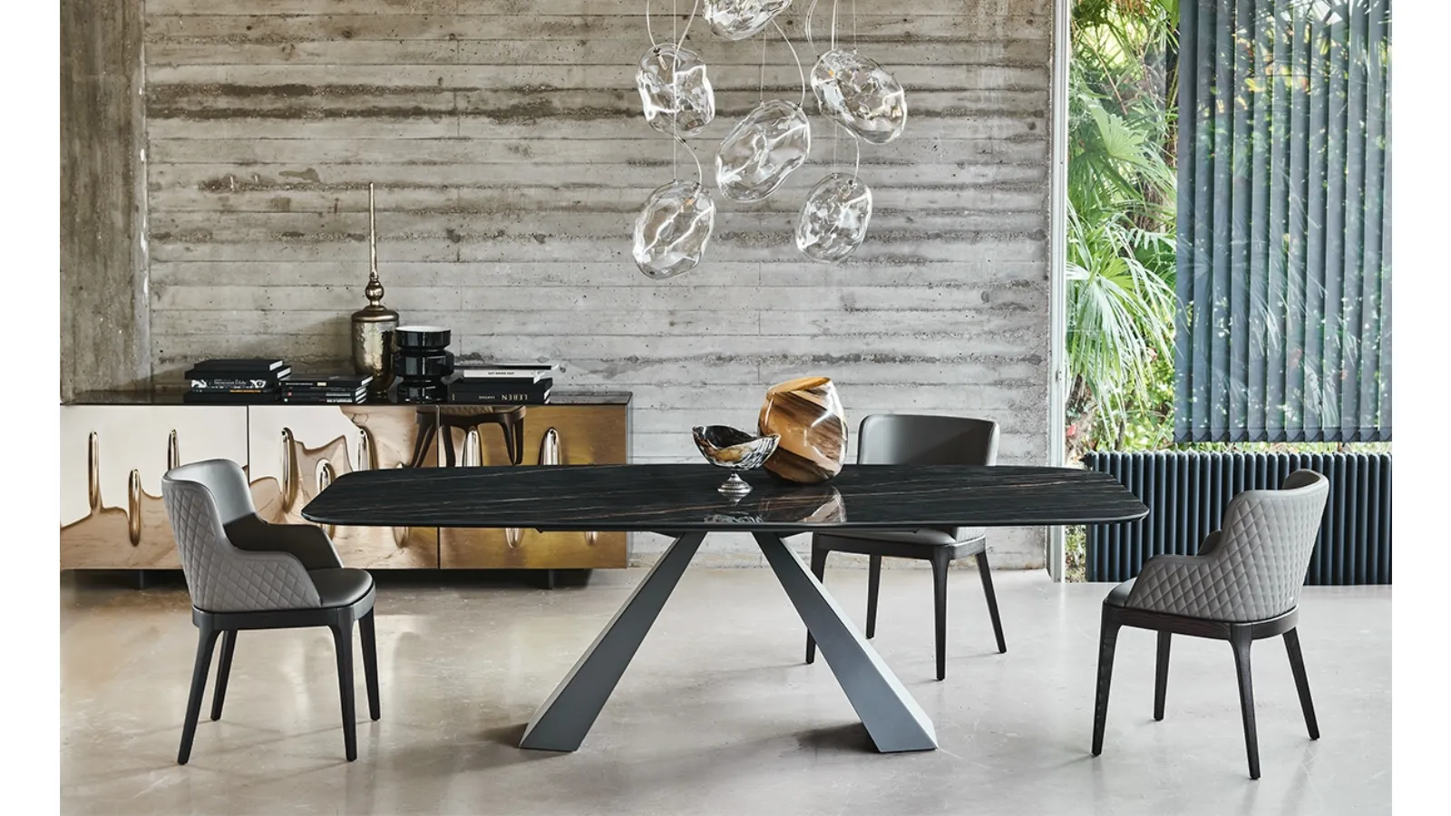 Fixed table with ceramic top and steel base Eliot Keramik by Cattelan Italia