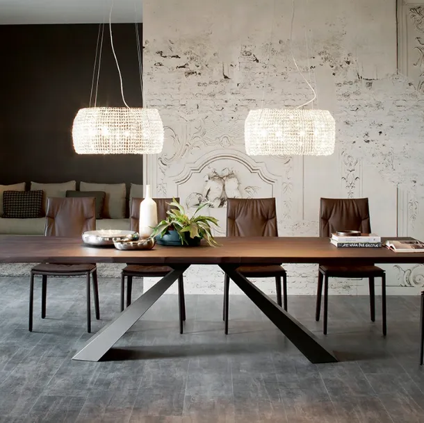 Table with steel legs and Eliot Wood top by Cattelan Italia