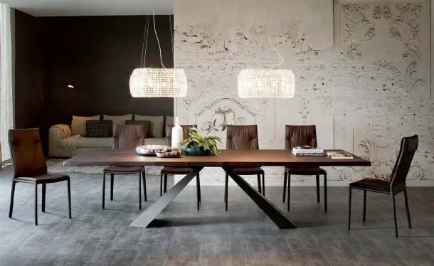 Table with steel legs and Eliot Wood top by Cattelan Italia
