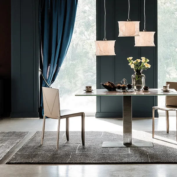 Elvis Keramik rectangular table with marble-effect ceramic top by Elvis Keramik from Cattelan Italia