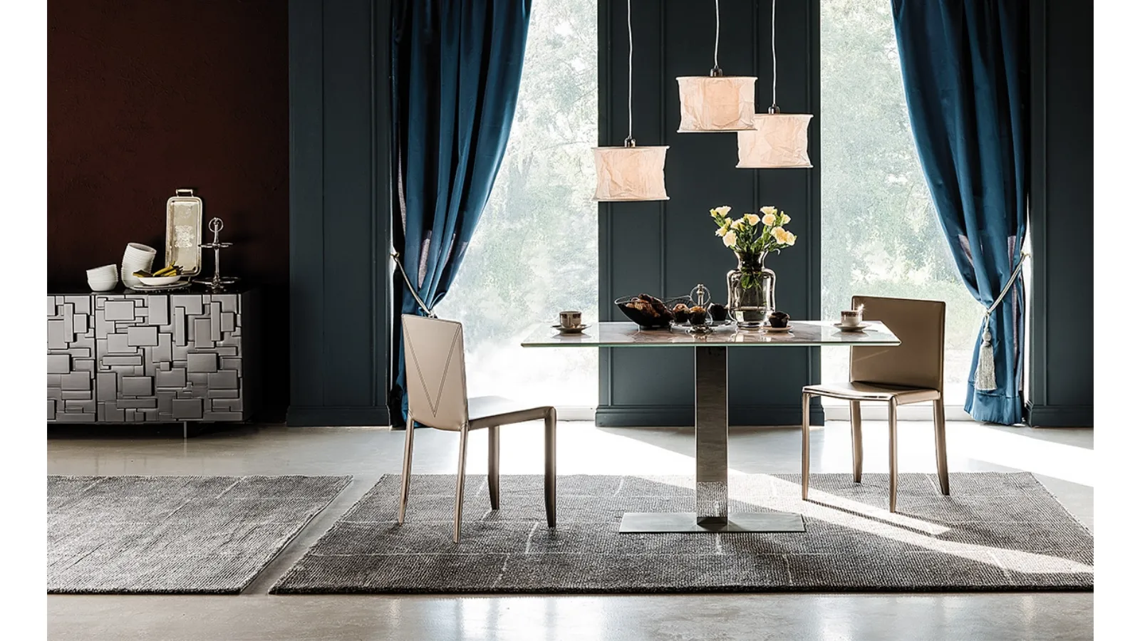 Elvis Keramik rectangular table with marble-effect ceramic top by Elvis Keramik from Cattelan Italia