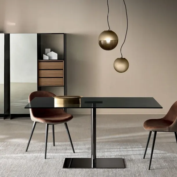 Glass table with metal base Farniente Alto by Tonelli