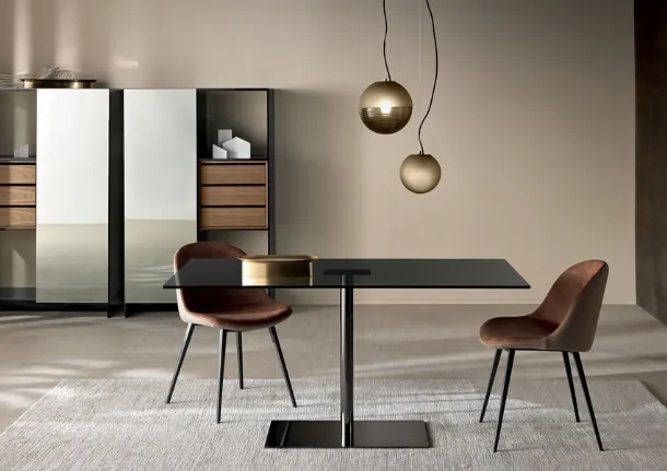 Glass table with metal base Farniente Alto by Tonelli