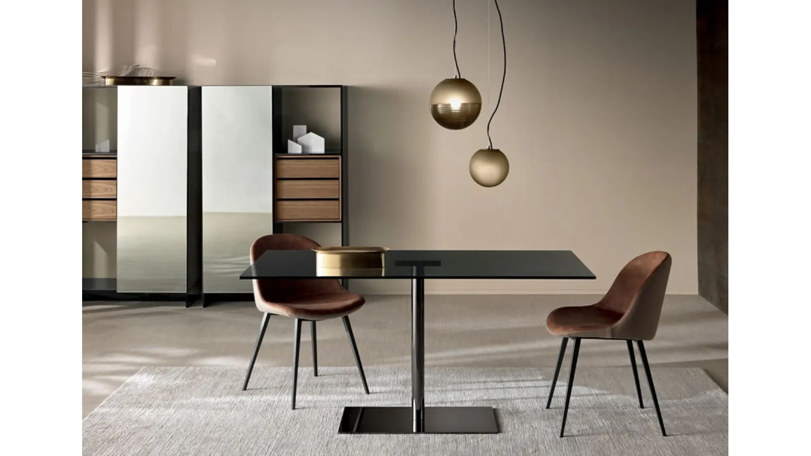 Glass table with metal base Farniente Alto by Tonelli