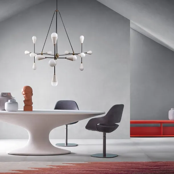 Zanotta Fenice oval design table in cementitious resin