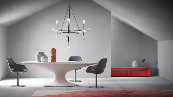 Zanotta Fenice oval design table in cementitious resin