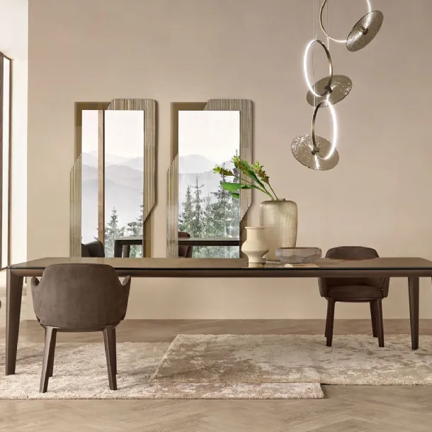 Flaminio glass and solid wood table by Fiam