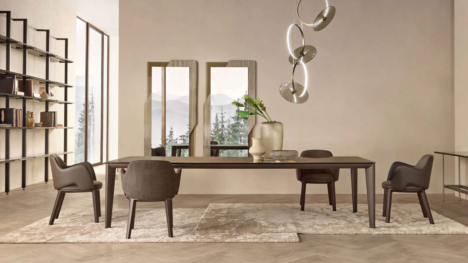 Flaminio glass and solid wood table by Fiam