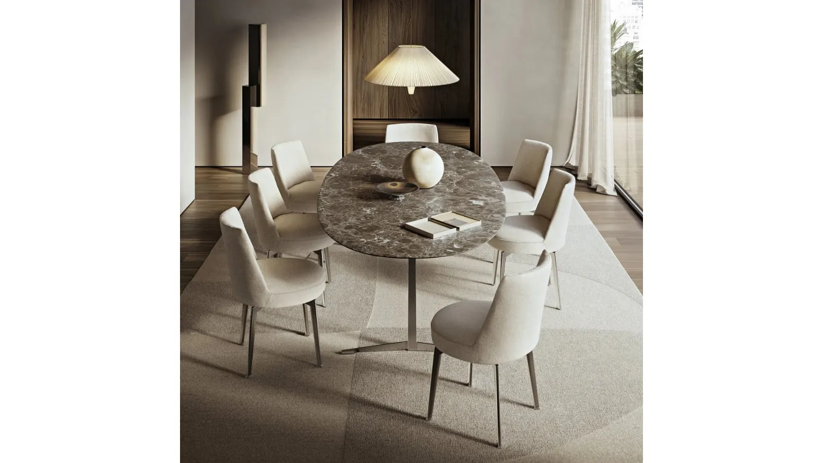 Fly oval table with marble top by Flexform