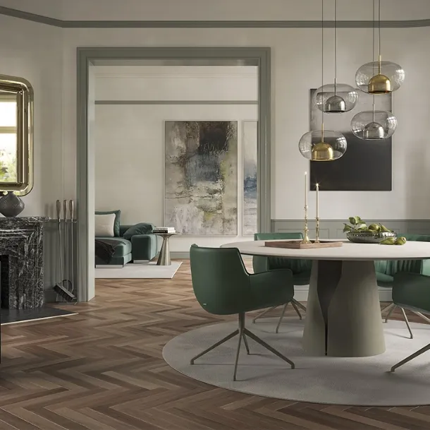 Round table with spatulated clay top Giano Argile by Cattelan Italia