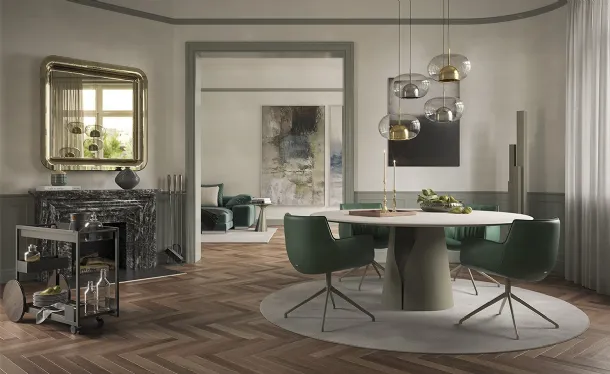 Round table with spatulated clay top Giano Argile by Cattelan Italia